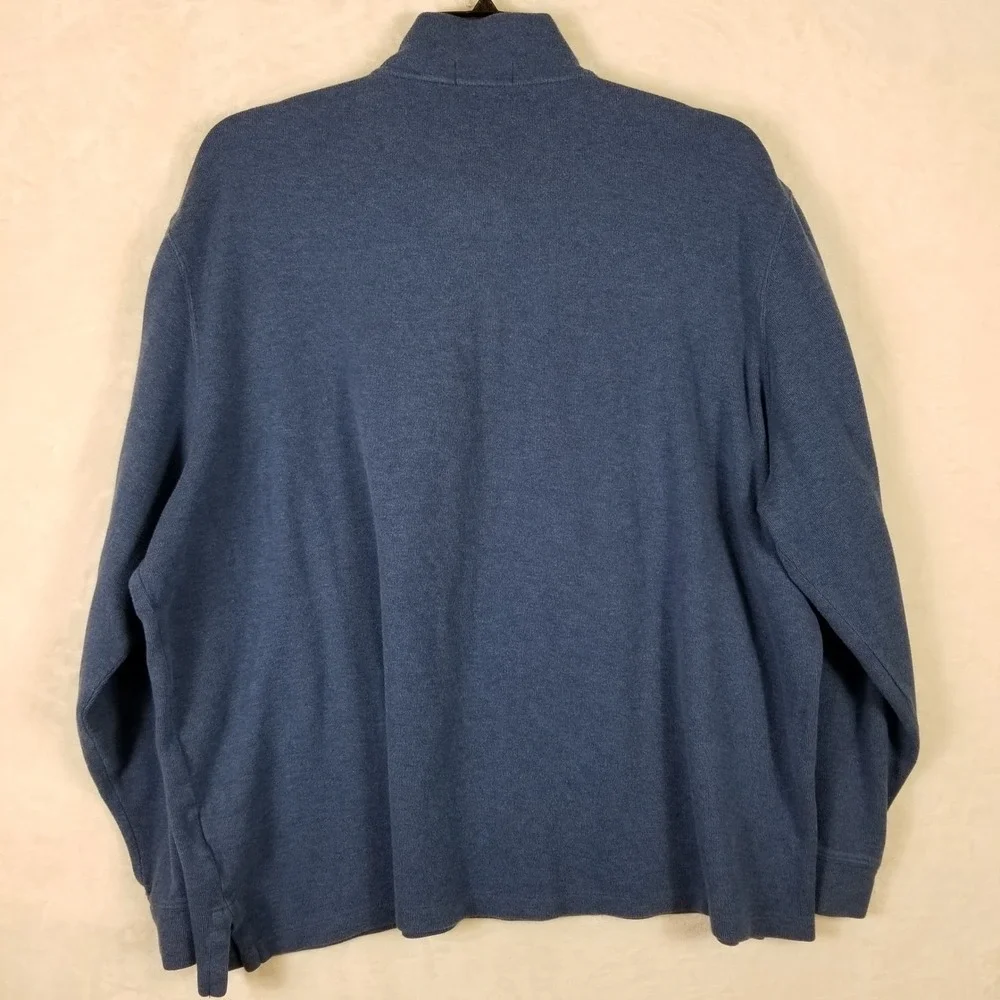 Polo‎ Ralph Lauren Estate Rib Quarter Zip Pullover Blue XXL Mens Cotton Sweater